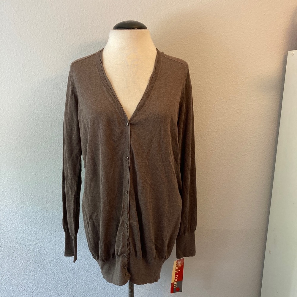 NWT ALPHA Massimo Rebecchi Brown Thin Knit Sheer Silk Back Cardigan Size 46